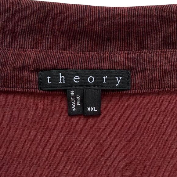 Theory Mens Polo Golf Shirt Casual Short Sleeve Pima Cotton Burgundy Size XXL - Picture 3 of 3